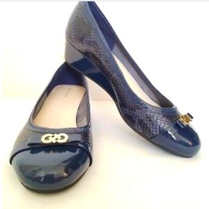 Cole Haan wedges, navy snake pattern, size 10